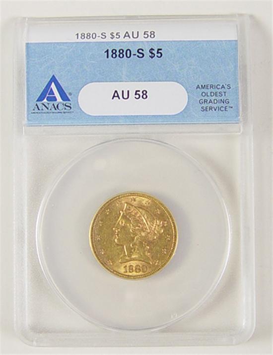 Appraisal: -S Liberty Head Gold Coin Anacs graded and certified AU