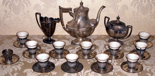 Appraisal: Title Piece Coffee Set mfg Roger Williams Retailer Hardy Hayes