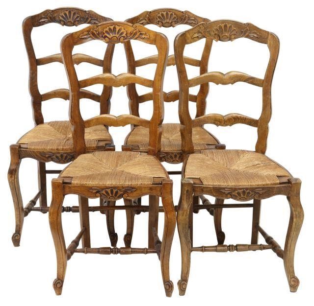 Appraisal: lot of French Provincial Louis XV style walnut side chairs