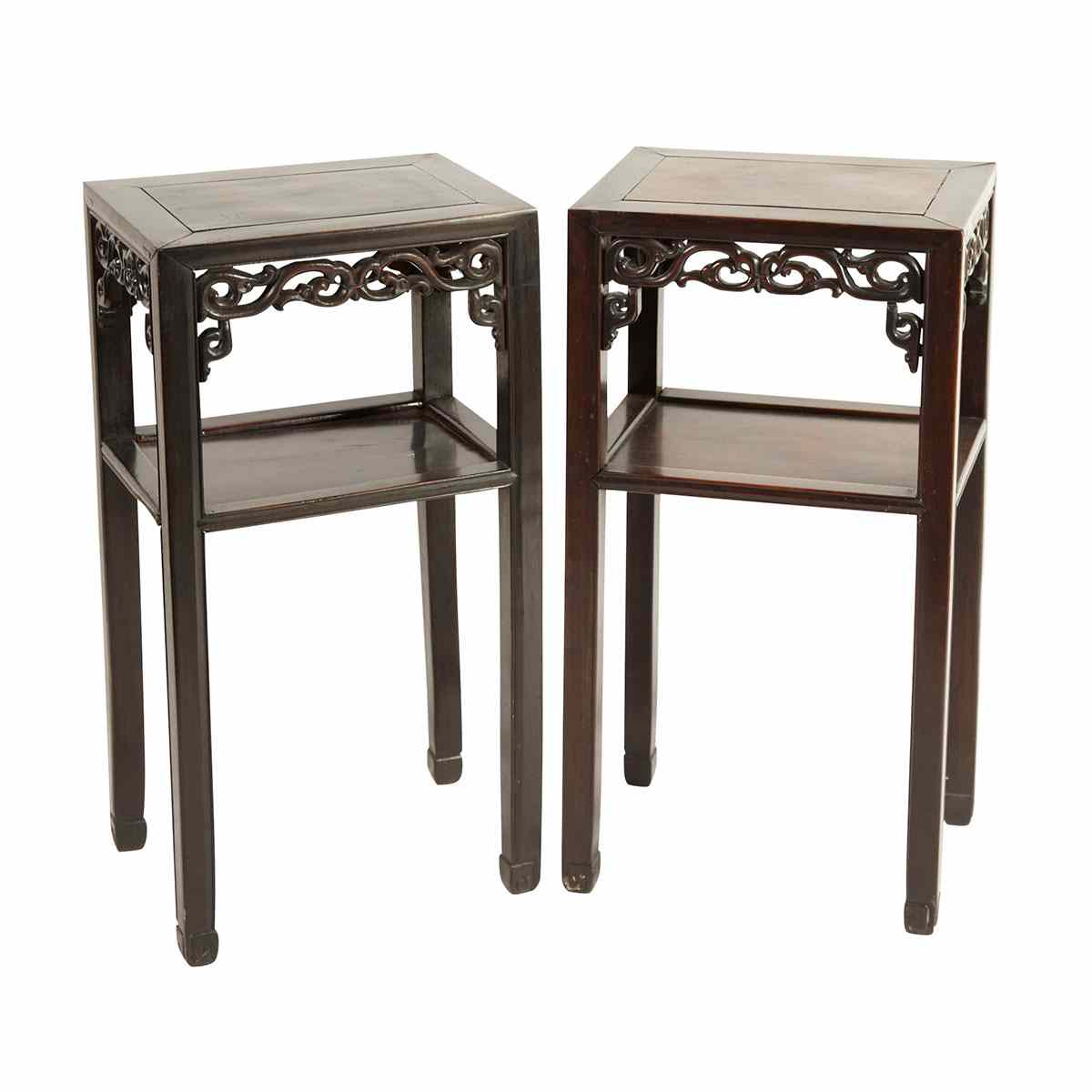 Appraisal: Pair of Rosewood Side Tables Early th Century Raised on