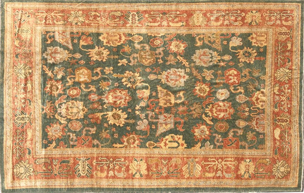 Appraisal: Vintage Oushak Hand Woven Carpet Vintage Oushak Hand Woven Carpet