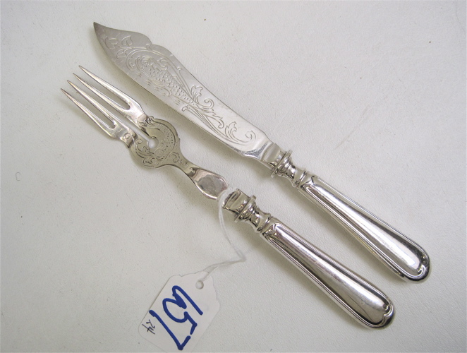 Appraisal: TWENTY-FOUR PIECE SILVER PLATED FISH SET comprised of twelve forks