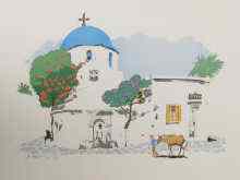 Appraisal: A large limited edition print of a Greek church signed