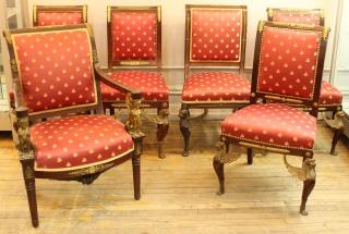 Appraisal: French Empire Comprising armchair and five side chairs the armchair