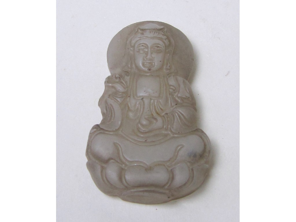 Appraisal: Carved jade figural pendant