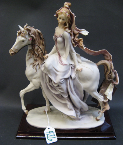 Appraisal: CAPODIMONTE BISQUE PORCELAIN FIGURAL HORSE AND RIDER by G Armani