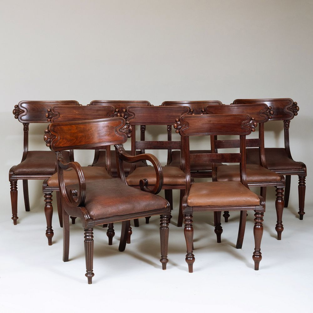 Appraisal: Assembled Set of Nine William IV Carved Mahogany Dining Chairs