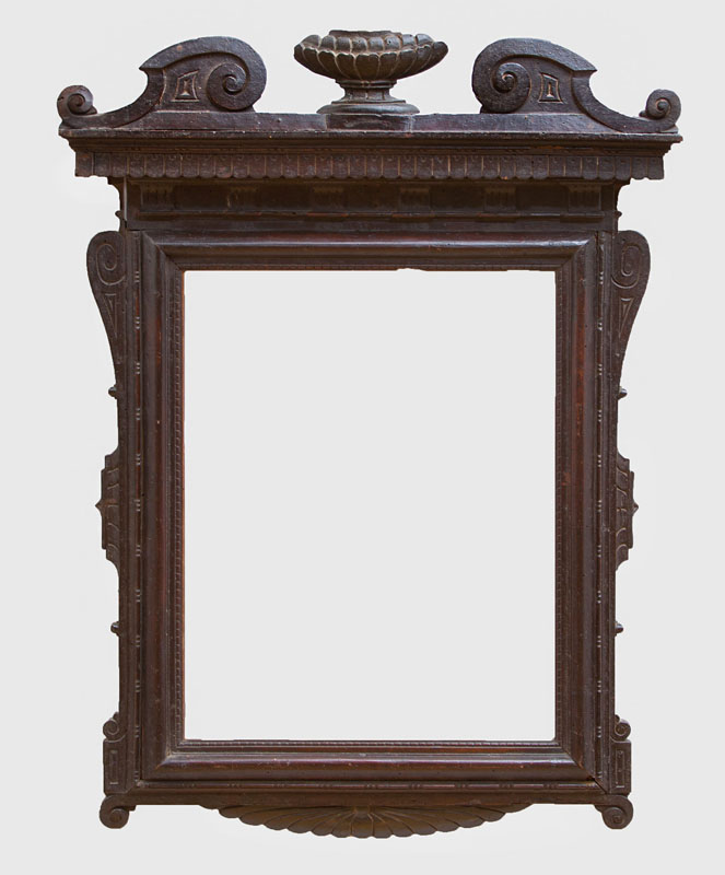 Appraisal: ITALIAN BAROQUE BROWN-STAINED AND CARVED WOOD PICTURE FRAME The rectangular