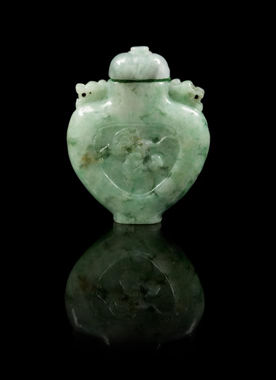 Appraisal: Sale Lot A Jadeite Snuff Bottle of flattened flask form