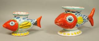 Appraisal: pc deSIMONE Italian Pottery Figural Fish Vases Colorful Glazed Ceramics