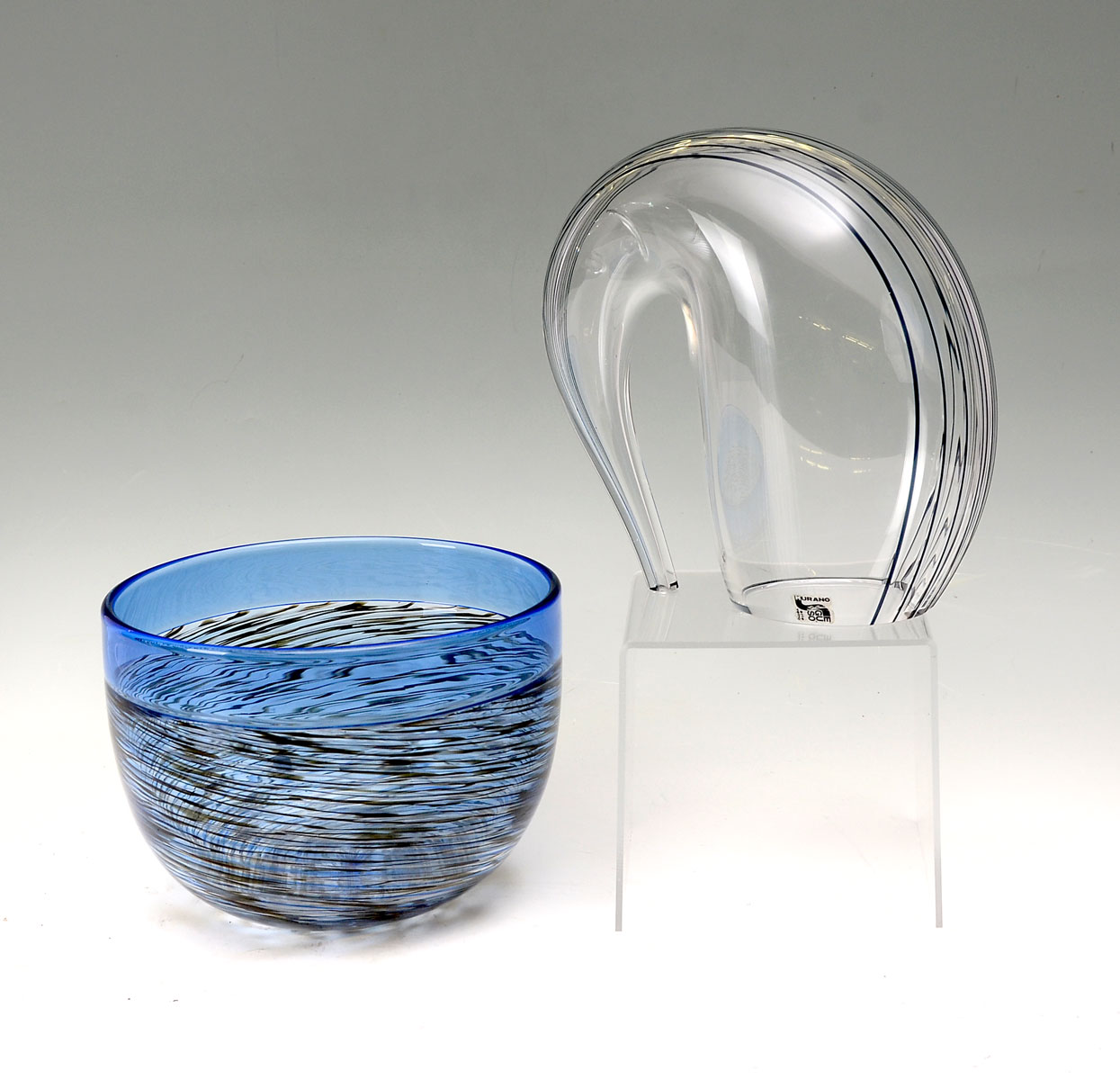 Appraisal: PC MURANO ART GLASS Comprising - Blue bowl with swirling