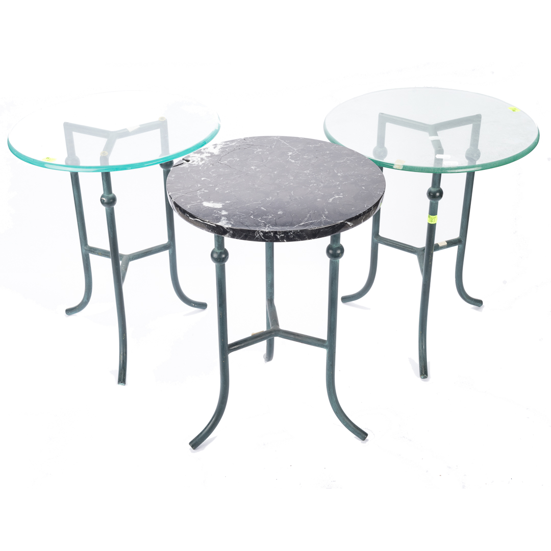 Appraisal: Set of three painted metal side tables th century two