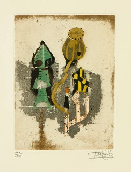 Appraisal: Johnny Friedlaender German - Untitled Composition n d Etching and