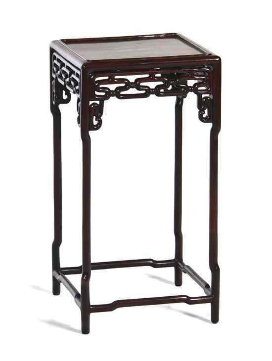 Appraisal: A Chinese Hardwood Pedestal Table having a rectangular top over