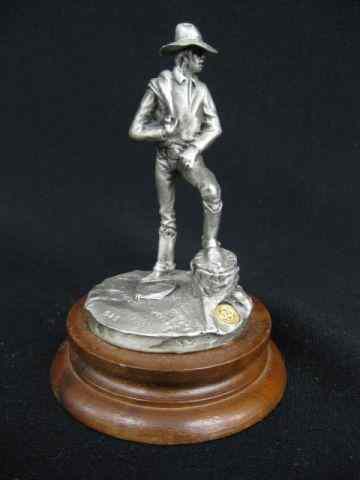 Appraisal: Chilmark Pewter Figurine ''Rodeo Star'' artist Polland '' plus wooden