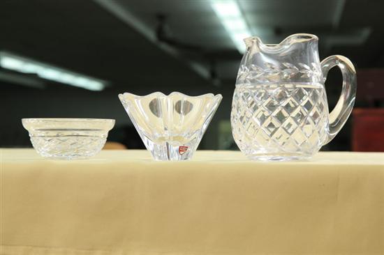 Appraisal: THREE PIECES OF CRYSTAL A Waterford handled pitcher with cut