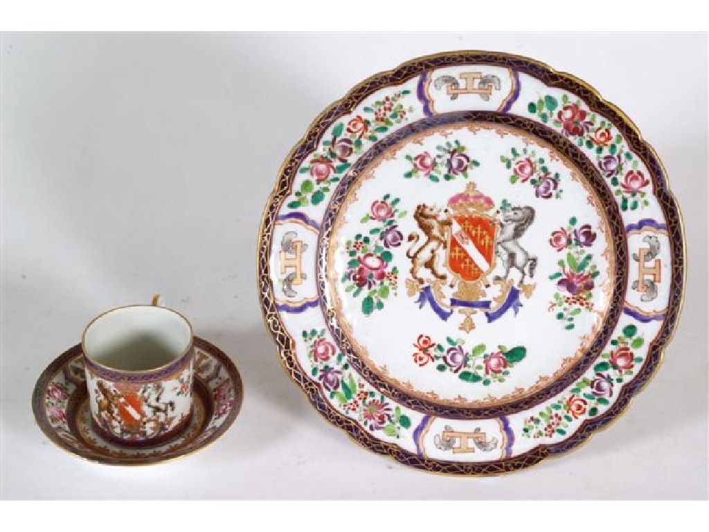 Appraisal: SAMSON PORCELAIN ARMORIAL COFFEE CAN AND SAUCER LATE th CENTURY