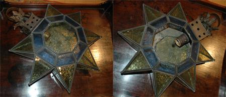 Appraisal: Pair of Blue and Green Glass Star-Shaped Sconces Estimate nbsp