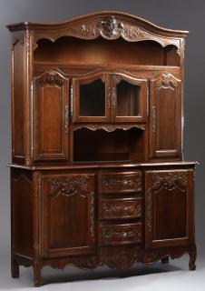 Appraisal: French Louis XV Style Carved Walnut Buffet a Deux Corps