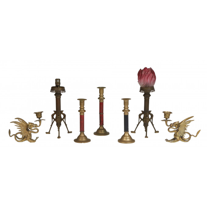 Appraisal: Group of Six Brass Candlesticks consisting of a pair of