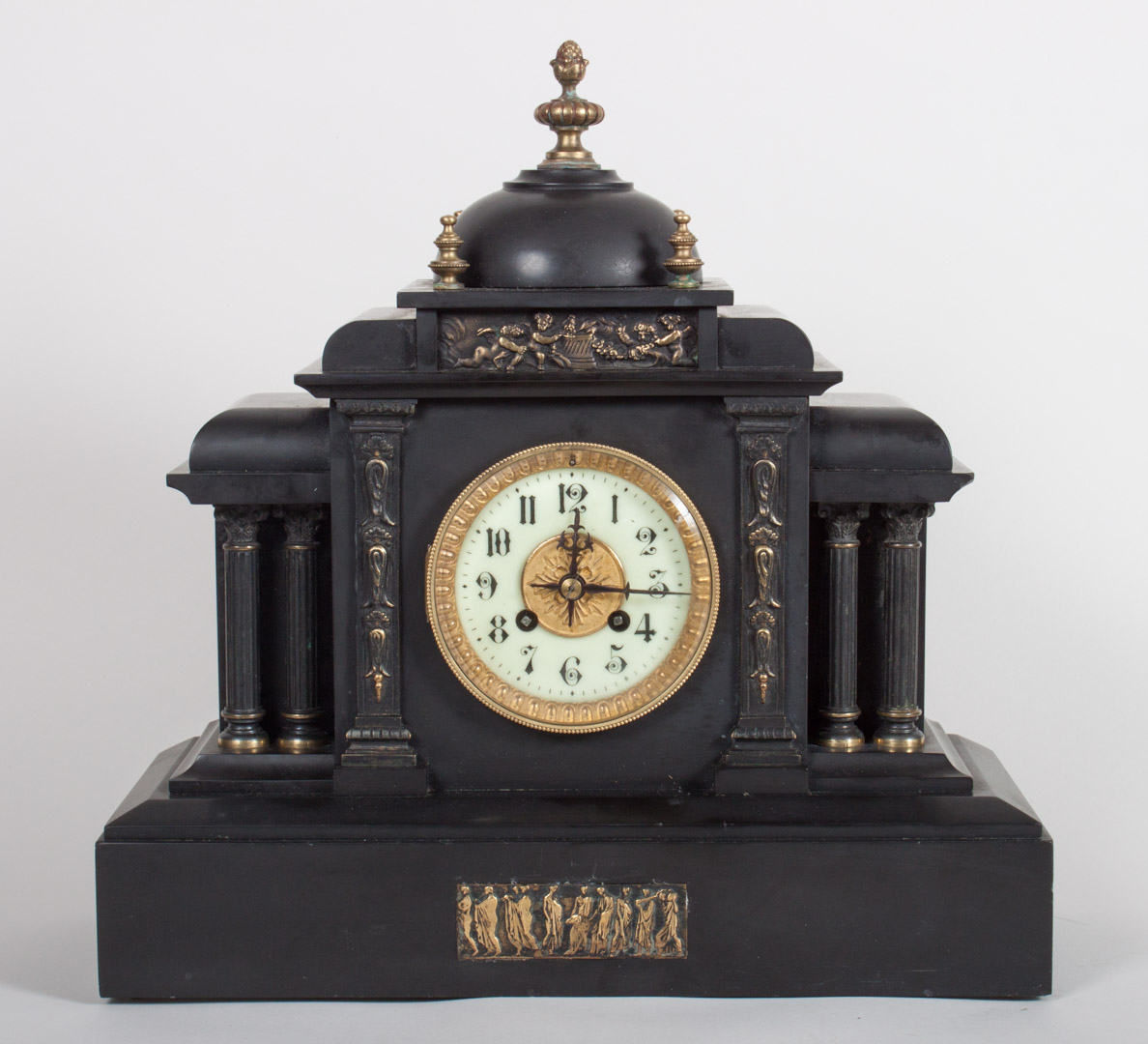 Appraisal: Napoleon III black marble mantel clock dome top with gilt-metal