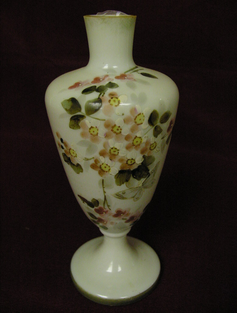 Appraisal: BRISTOL GLASS VASE FLORAL DECOR Size with diameter