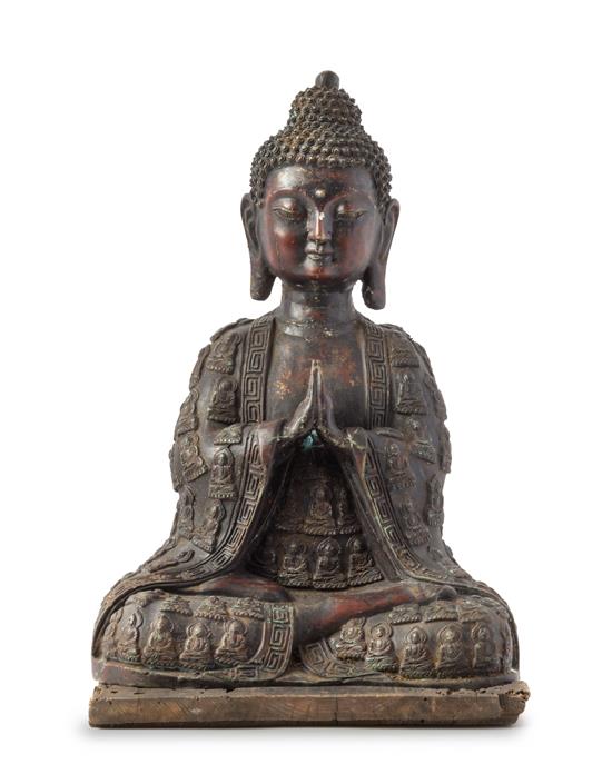 Appraisal: Sale Lot A Bronze Figure of Buddha the figure seated