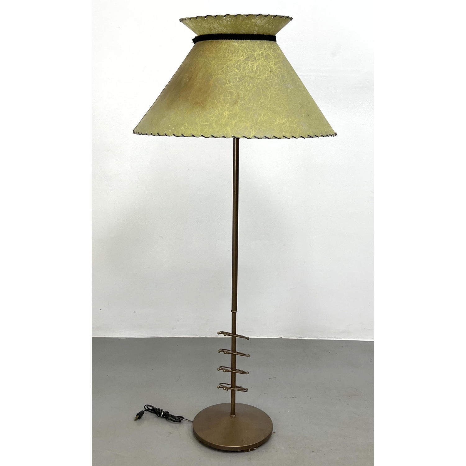 Appraisal: Art Deco Atomic Metal Floor Lamp Period Vellum Shade Dimensions