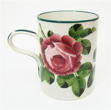 Appraisal: WEMYSS WARE MUG EARLY TH CENTURY decorated with cabbage roses