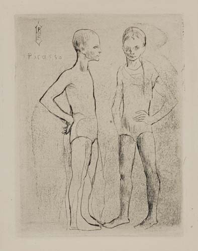 Appraisal: PABLO PICASSO Les deux Saltimbanques Drypoint x mm x inches