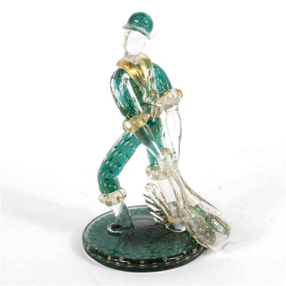 Appraisal: FLAVIO POLI FOR SEGUSO ITALIAN GREEN AND GILT GLASS FISHERMAN