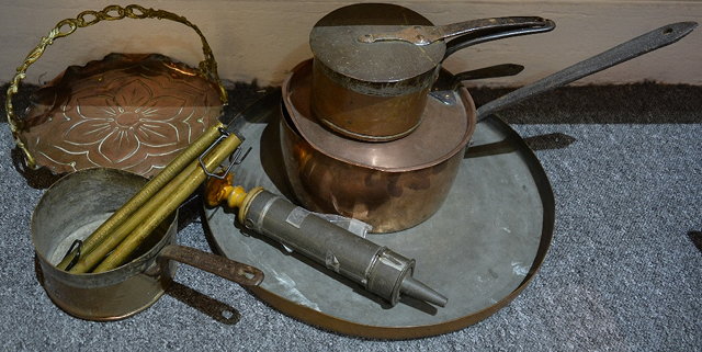 Appraisal: An Art Nouveau copper and brass baskettogether with a th