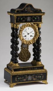 Appraisal: th c French portico mantel clock French portico mantel clock