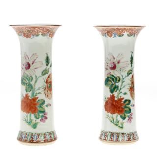 Appraisal: Pair Chinese famille rose porcelain Gu vases Pair Chinese famille