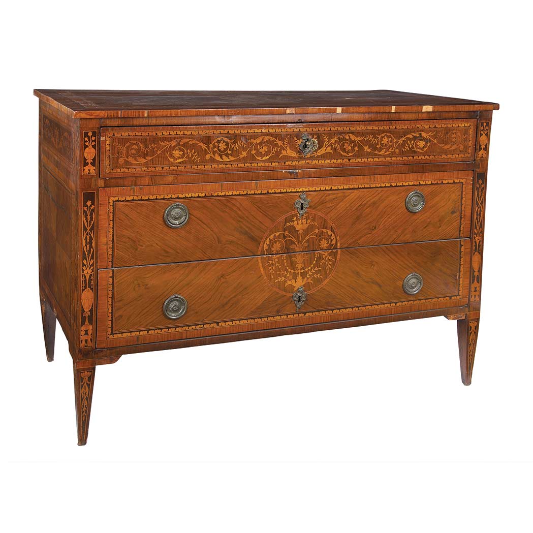 Appraisal: Northern Italian Neoclassical Walnut Tulipwood and Marquetry Commode Lombardy late