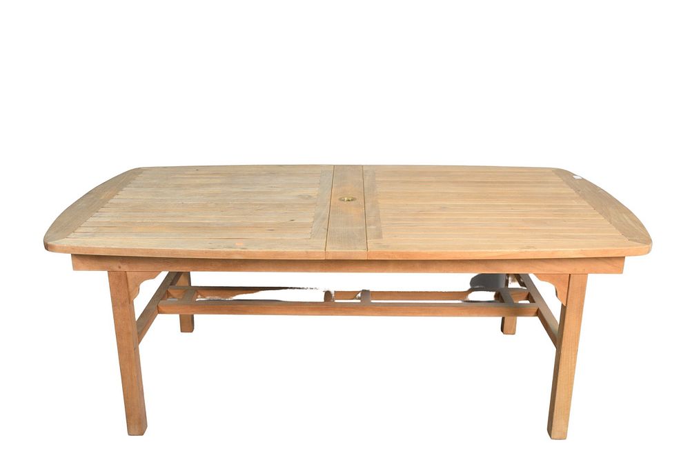 Appraisal: Teak Outdoor Extendable Dining Table to include two inch leaves