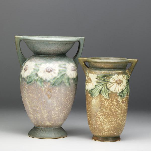 Appraisal: ROSEVILLE Dahlrose two vases and Bruise to under base Unmarked