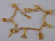 Appraisal: A yellow metal tests high carat gold oriental charm bracelet