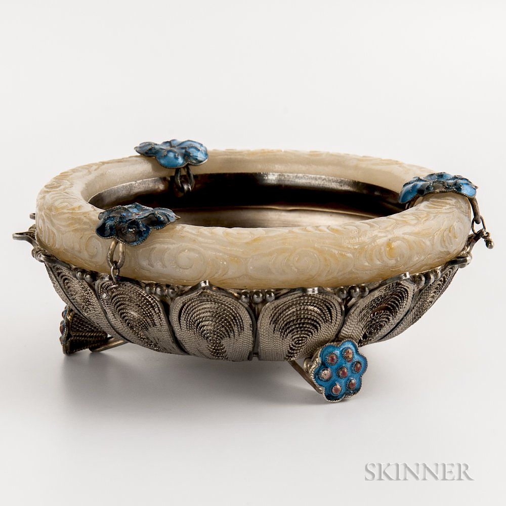 Appraisal: Small Silver Filigree Tripod Bowl Small Silver Filigree Tripod Bowl