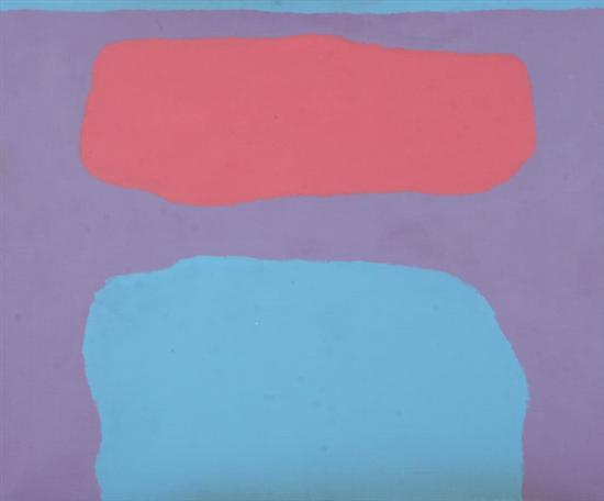 Appraisal: DAVID HAZELWOOD English - RED BLUE AND PURPLE ABSTRACT signed