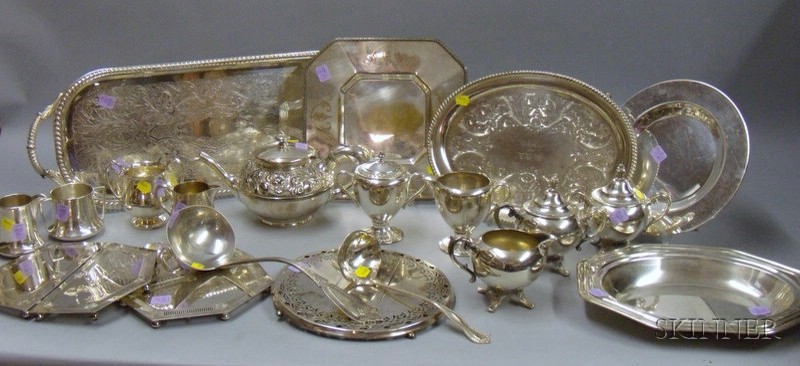 Appraisal: Approximately Nineteen Silver Plated Serving Pieces including a neoclassical ladle