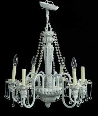 Appraisal: A Small Painted Metal Chandelier Apprx W x H the