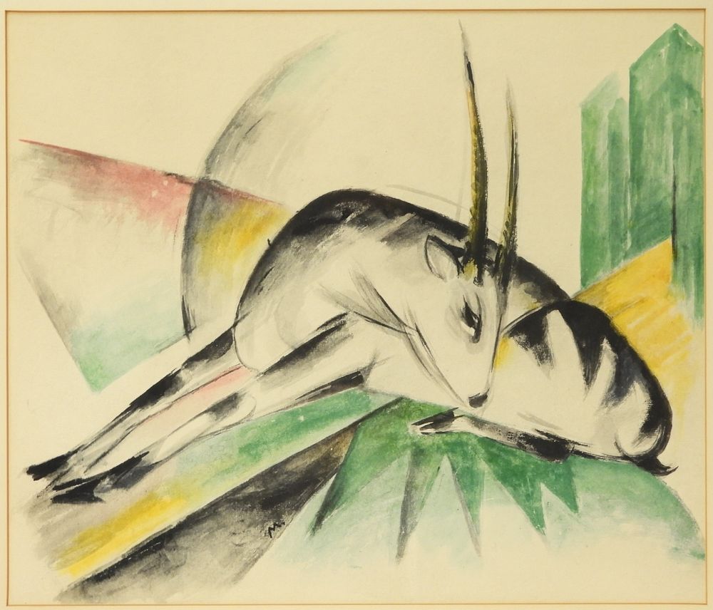 Appraisal: Franz Marc Antelope Expressionist Lithograph Franz Marc Austria Germany -