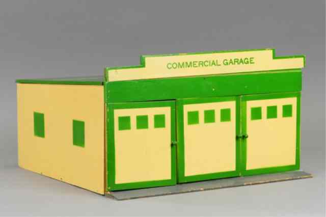 Appraisal: WOOD ''COMMERCIAL'' GARAGE Pained in cream and green grey base