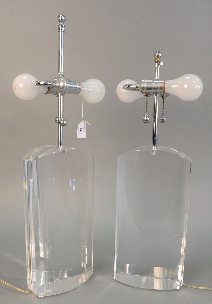 Appraisal: Pair of large lucite table lamps Provenance Estate of William