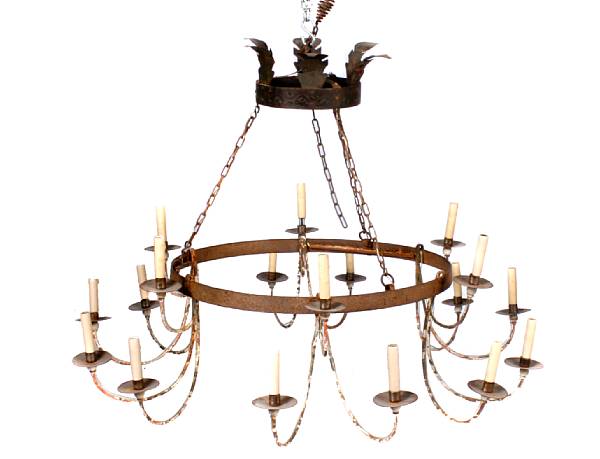 Appraisal: A tole painted eighteen-light chandelier approximate height in diameter ft