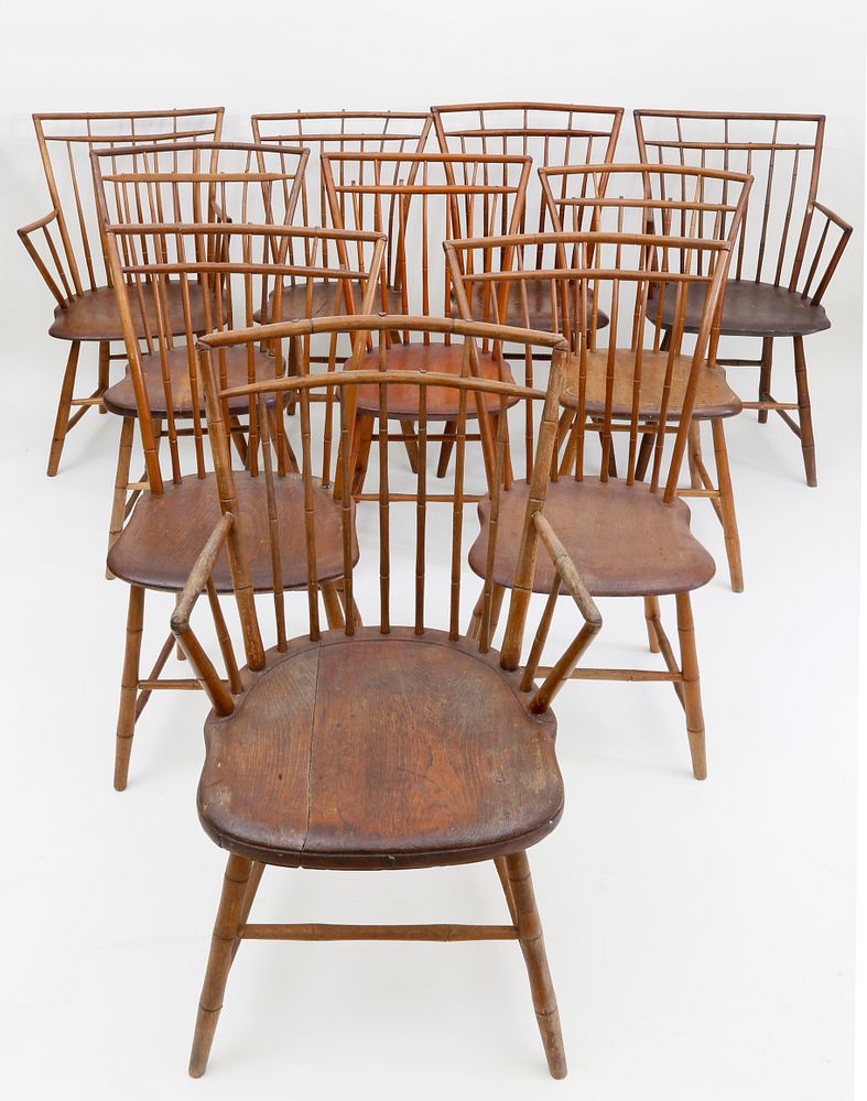 Appraisal: Set of Ten American Birdcage Windsor Chairs circa Set of