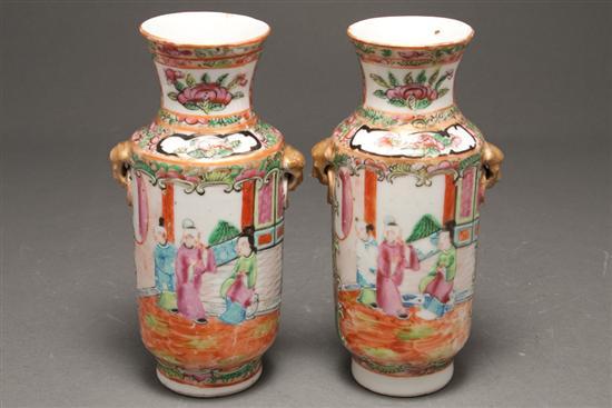 Appraisal: Pair Chinese Export Rose Medallion porcelain miniature vases fourth quarter-