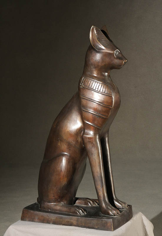 Appraisal: Bronze Figure of Bastet Early th Century Bearing signature P