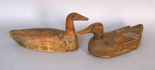 Appraisal: Two carved duck decoys